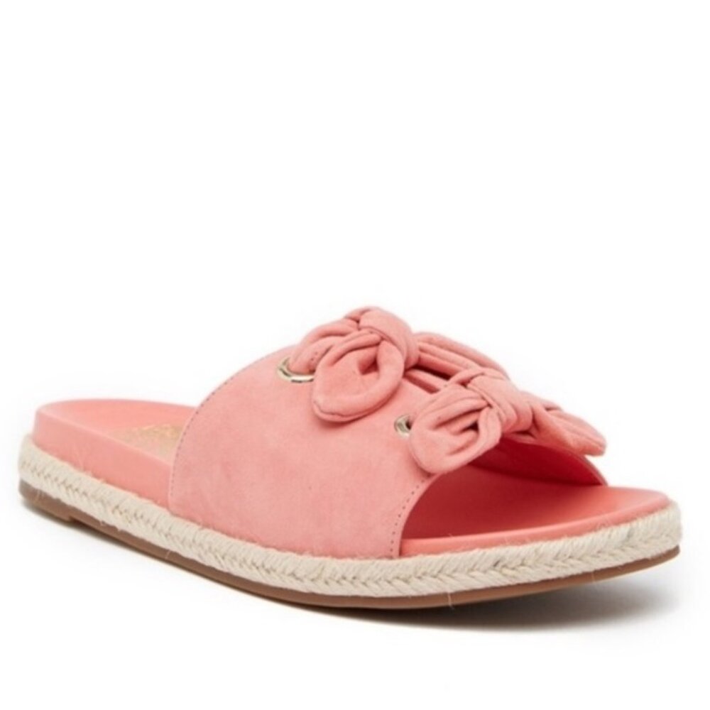 Vince Camuto NEW Slides Womens Mule Suede Tied Sandal SlipOn Espadrille NIB PINK